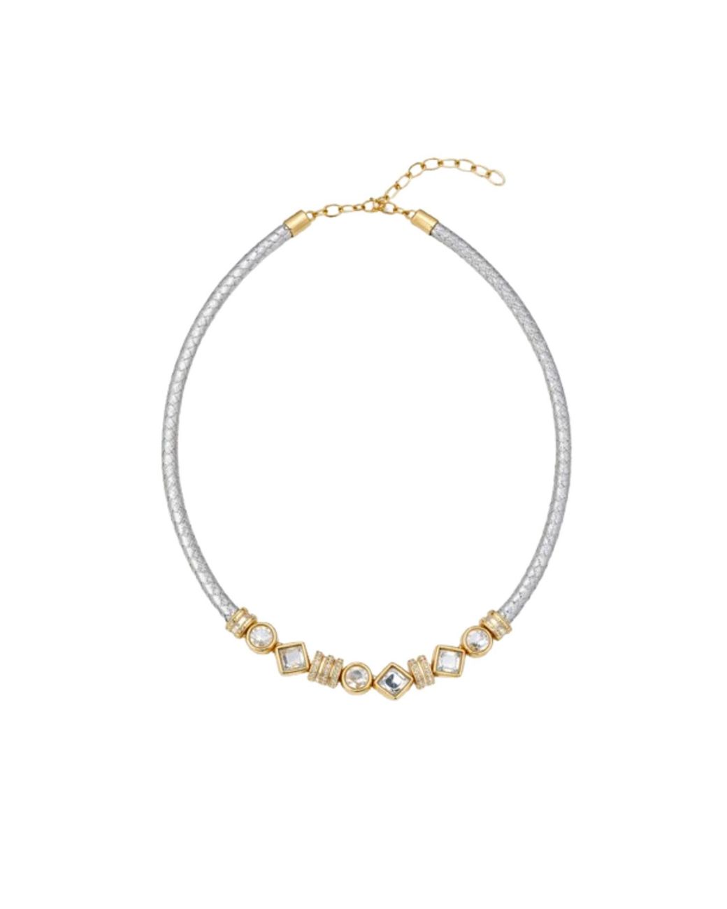 Saachi Metallic Bling Charm Leather Necklace