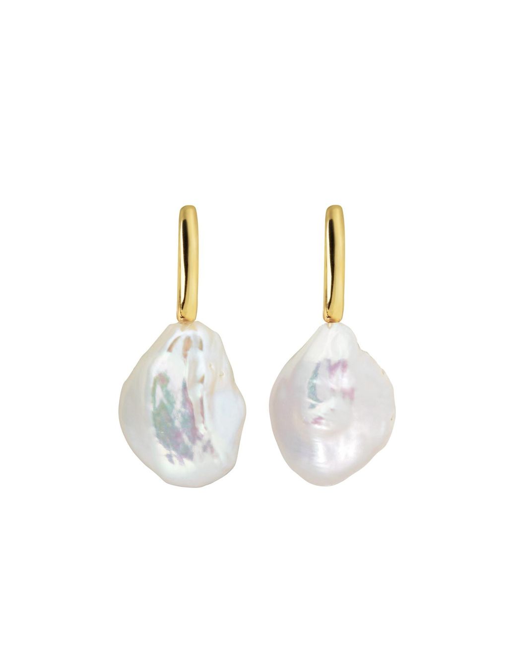 Ora Pearls Metallic Aetis Flat Baroque Pearl Hoop Earrings