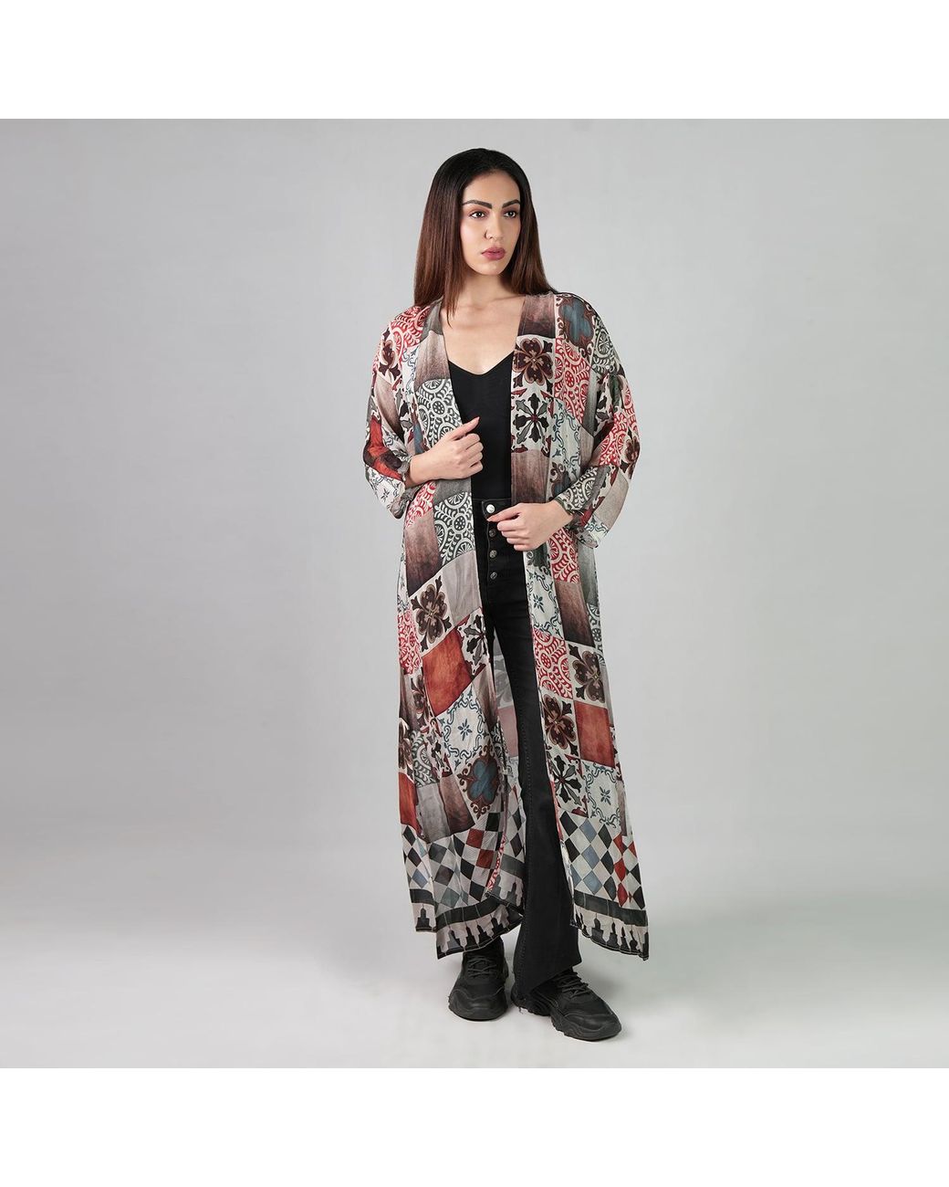 DHARA SHETH DUBAI Multicolor Celestial Tesserae Mosaic Print Kimono Dress