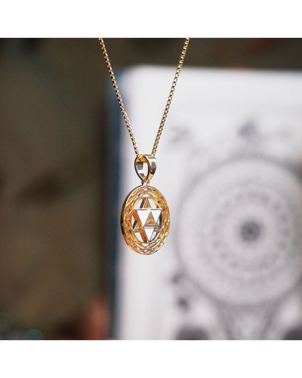 Seven Saints Metallic Merkaba Star, Spiritual Ascension Necklace, Plated