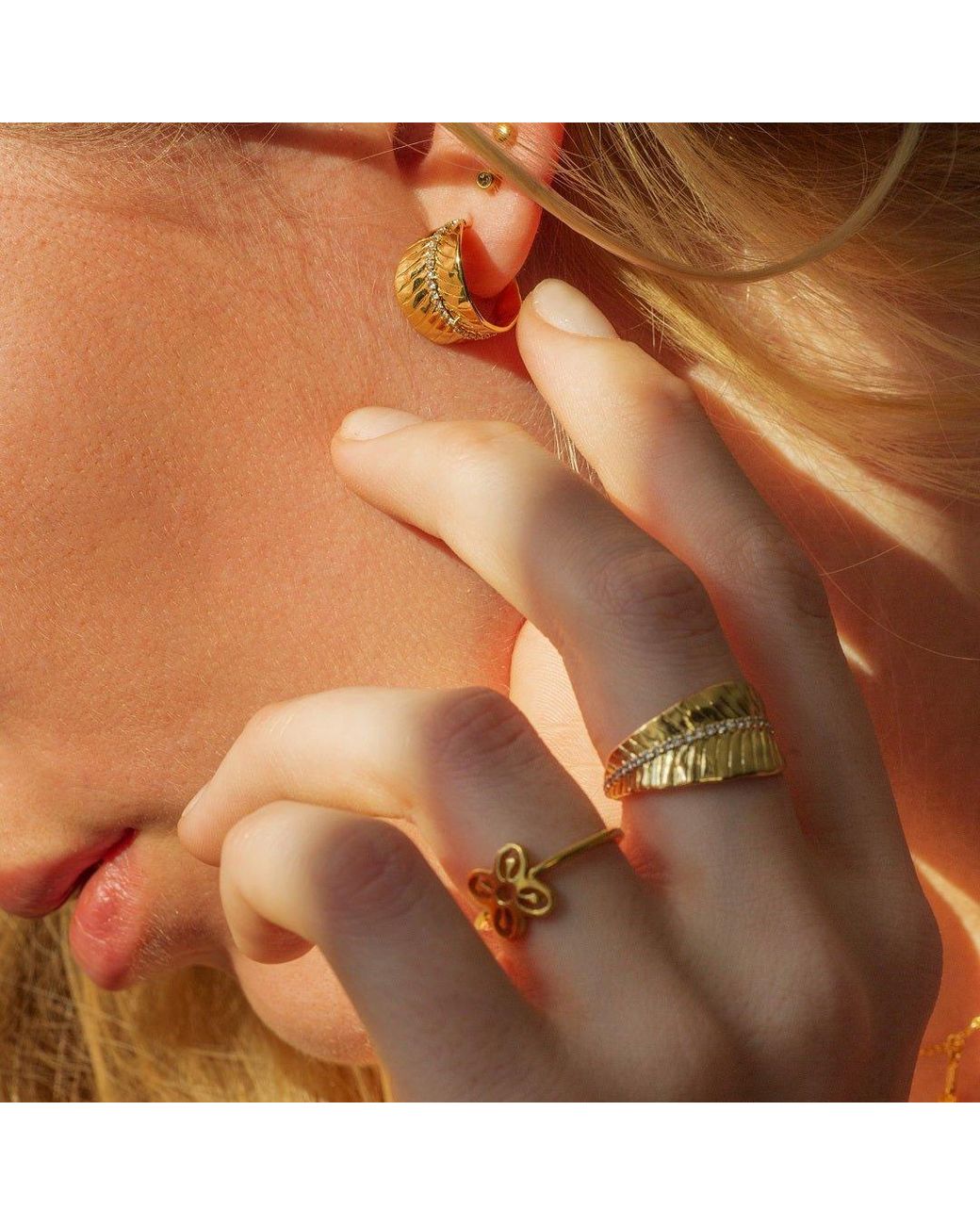 With Love Darling Metallic Ashok Leaf Ring