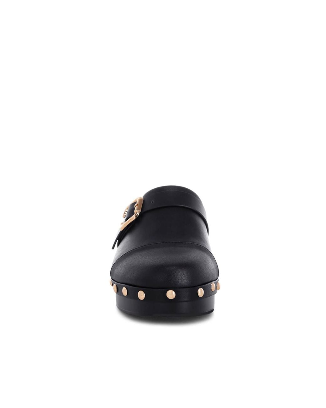Rag & Co Black Pinto Studded Genuine Leather Clogs