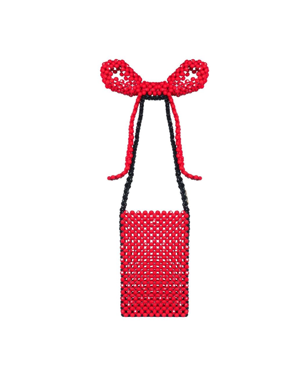 Tillie Beads Red Bow Beaded Shoulder Bag