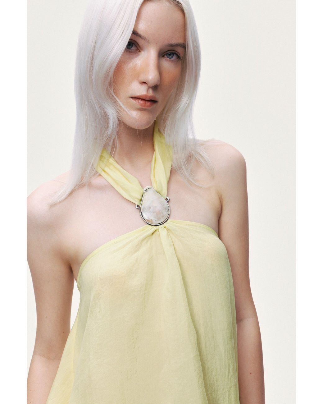 Nocturne Yellow Sleeveless Halter Blouse