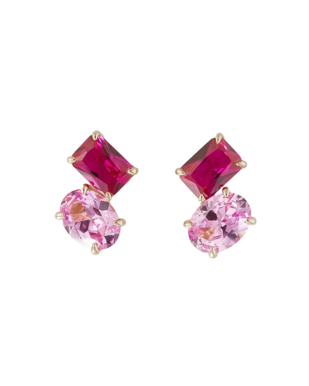 Juvetti Pink Buchon Earrings Set With Sapphire