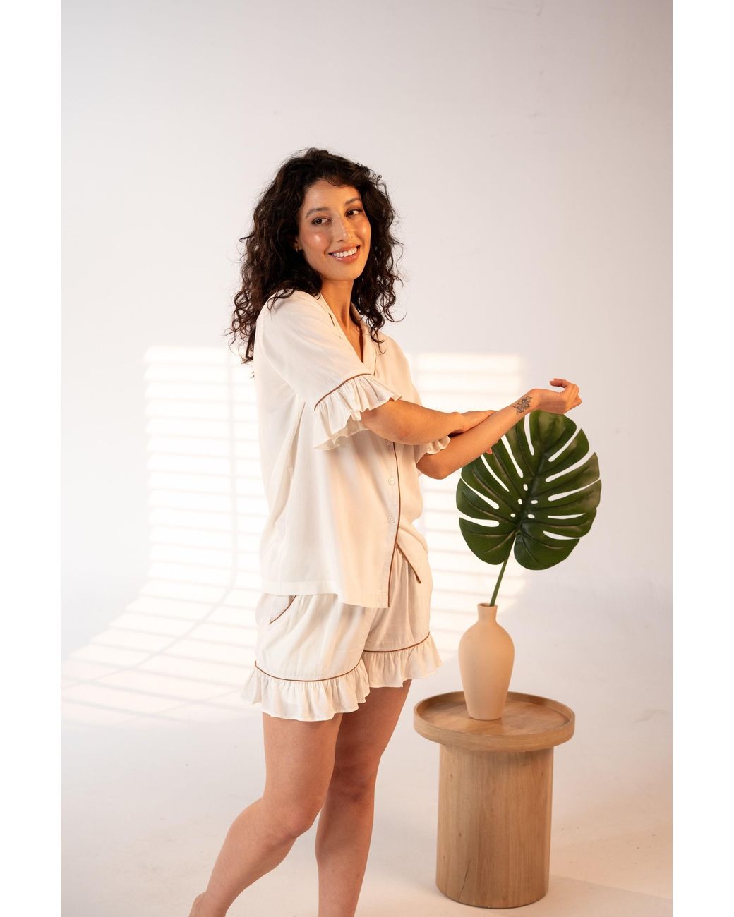 Carolina Benoit White Daynaps Short Sleeves Pajama