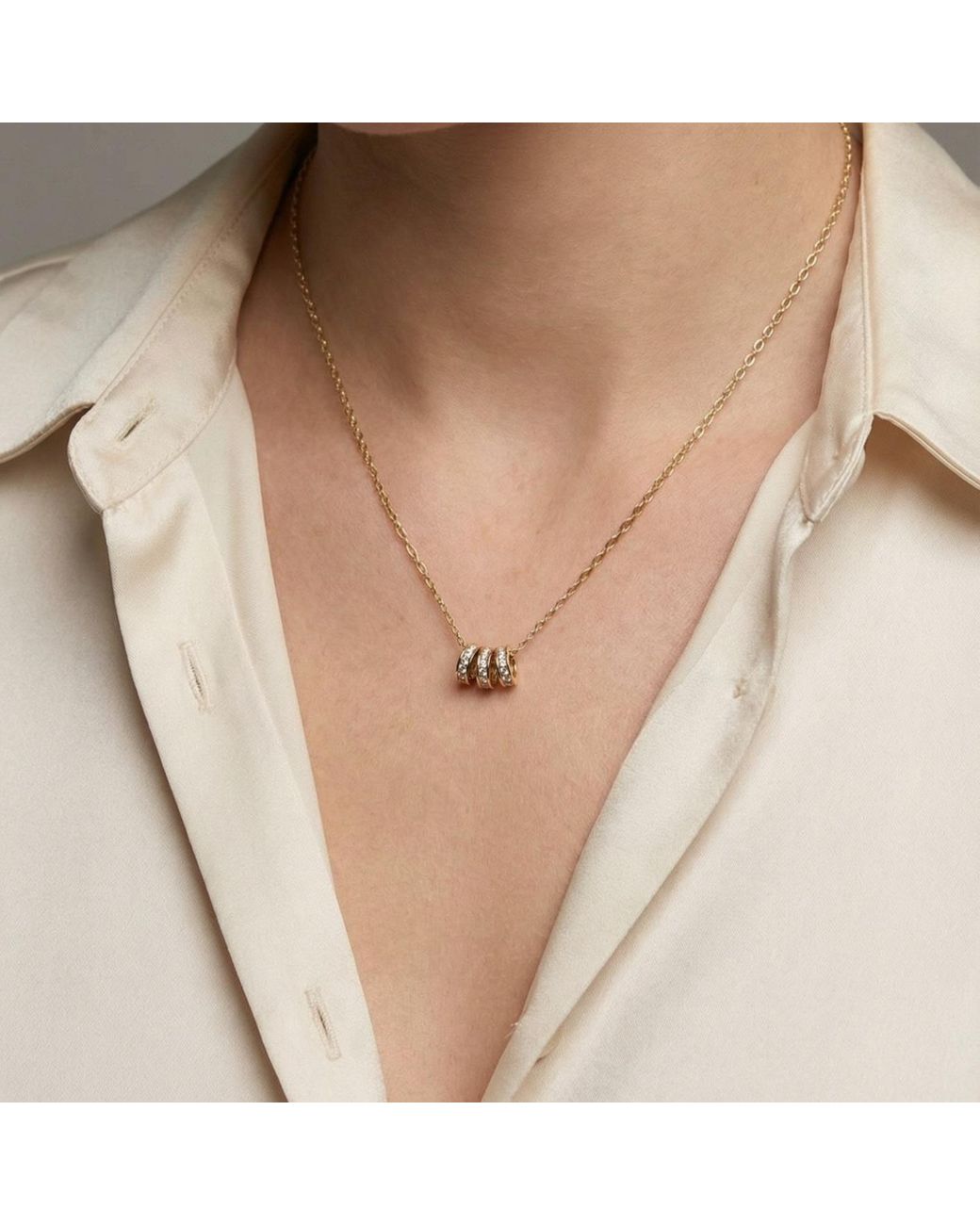 Vicky&Nico Metallic Triple Pavé Ring Necklace