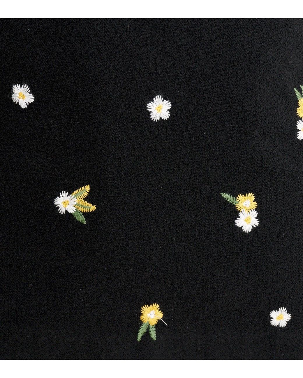 Louche Blue Aubin Daisy Embroidered Tweed A-Line Skirt