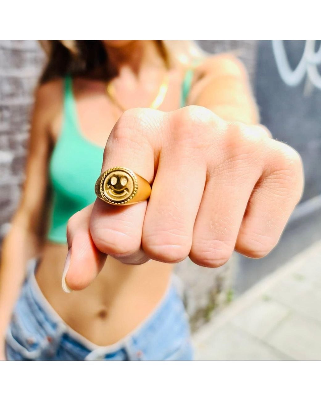 Hoops + Chains LDN Yellow Smiley Ring