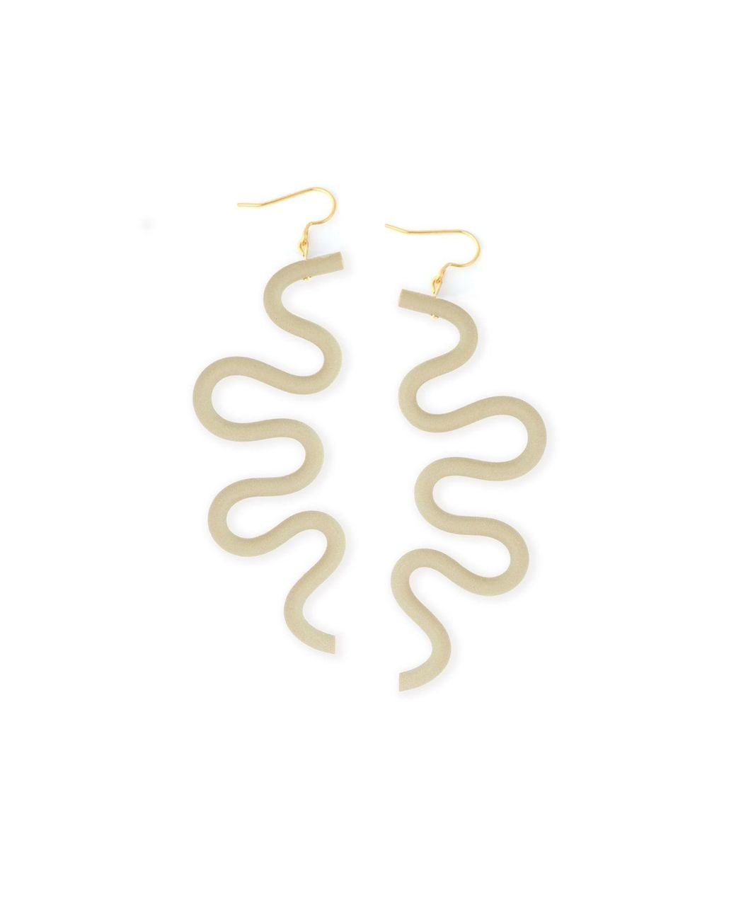 By Chavelli Metallic Neutrals Small Tube Squiggles Dangly Earrings