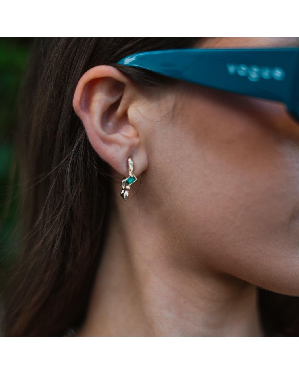 Ebru Jewelry Metallic Emerald Flow Pearl Earrings
