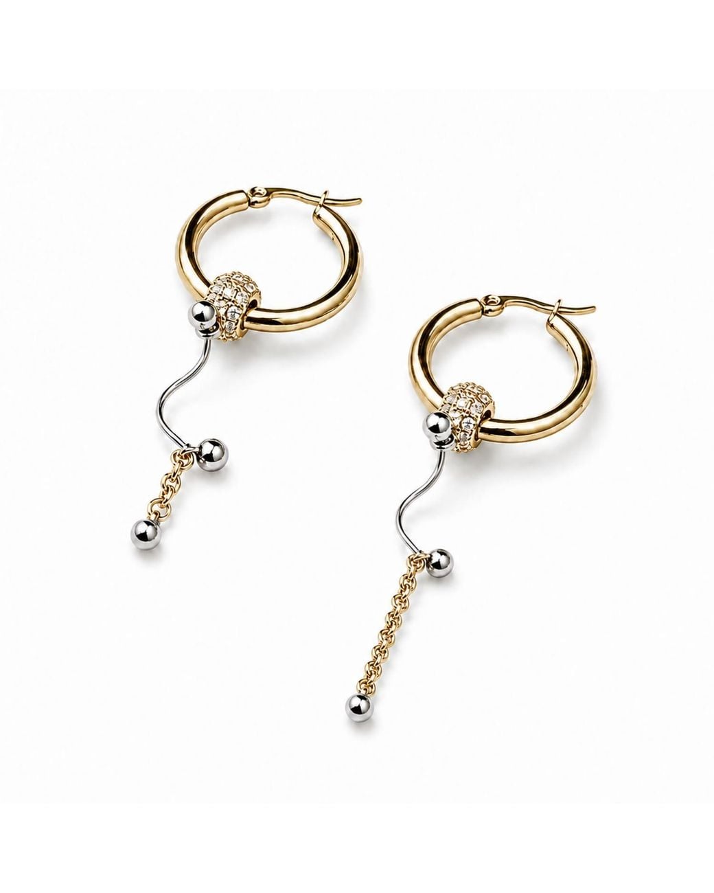 Kirei Metallic Bend Asymmetric Hoop Earrings