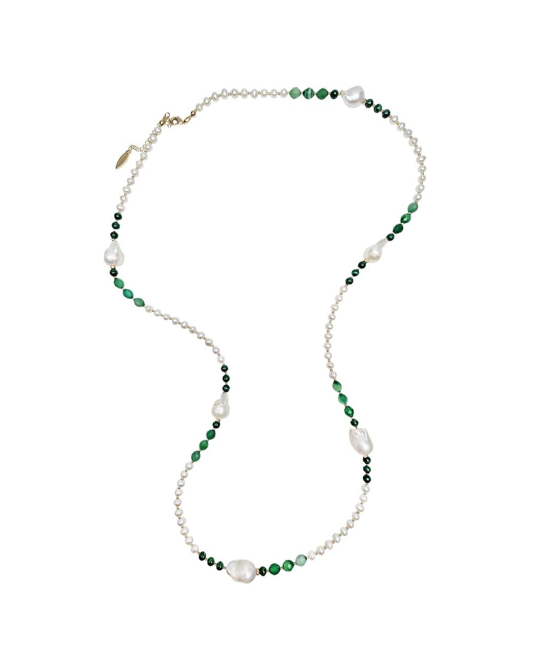 Farra Metallic Baroque Pearls With Gemstone Long Necklace