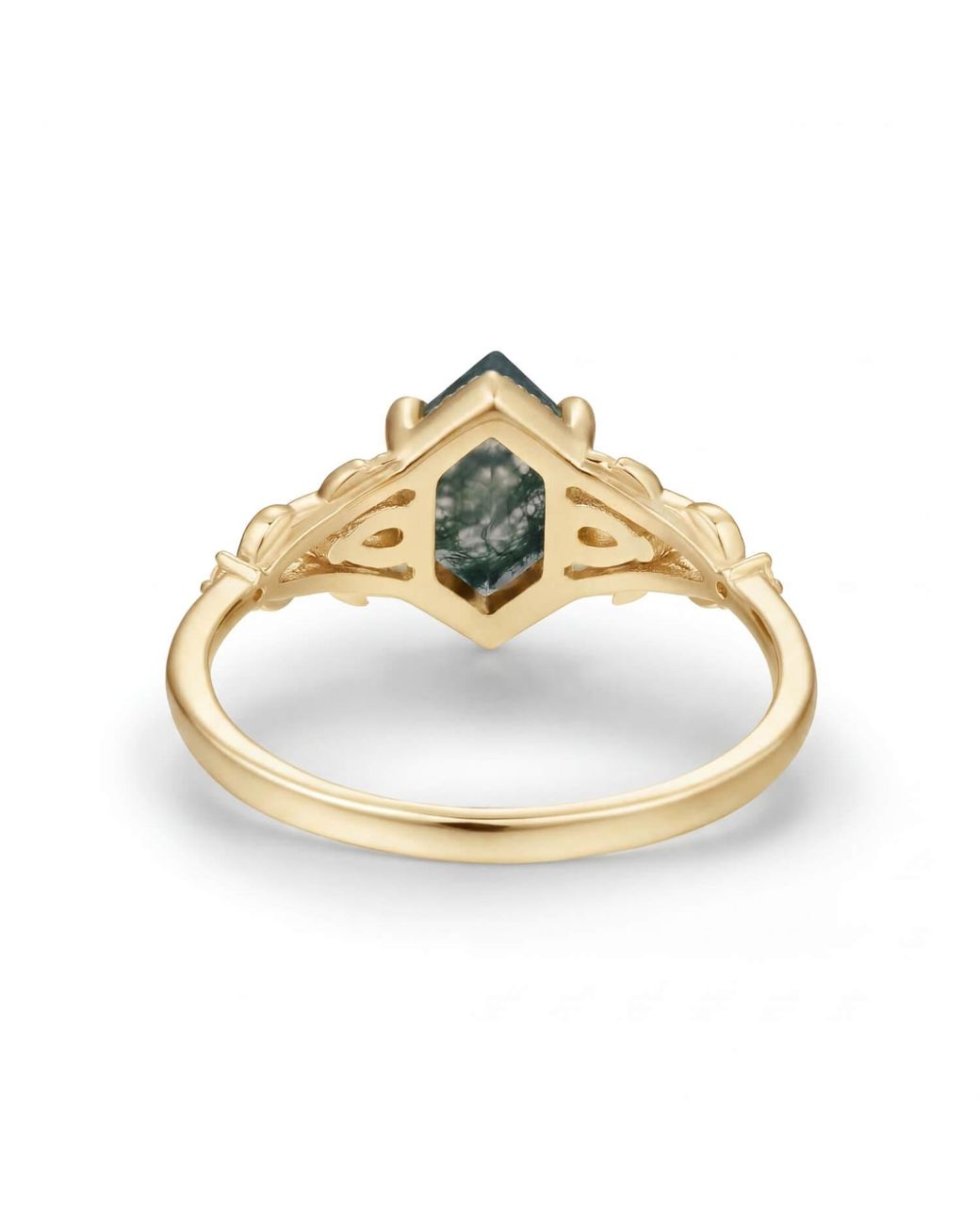 Azura Jewelry New York Green Gardenia Moss Agate Ring Vermeil