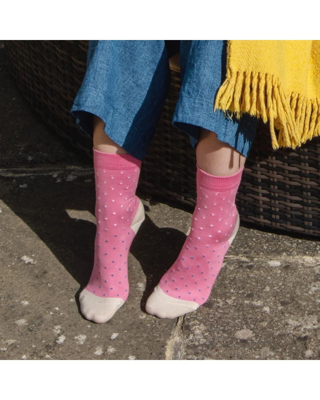 Peper Harow - Made in England Pink Pin Dot Socks