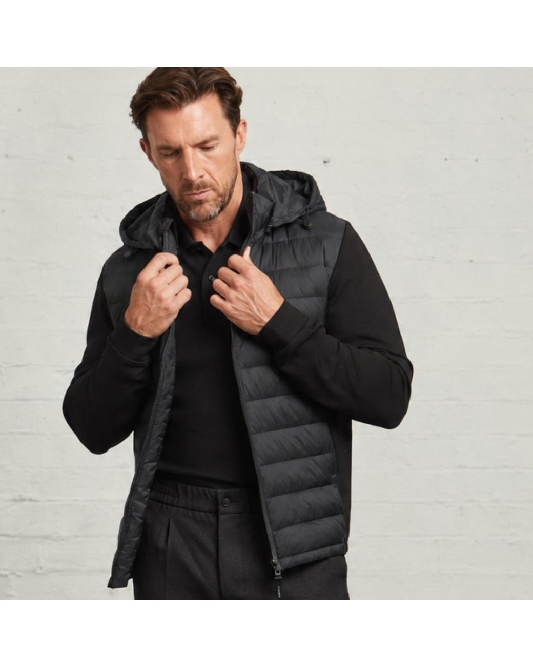 Guards London Black Bale Hybrid Quilt & Interlock Zip Jacket for men