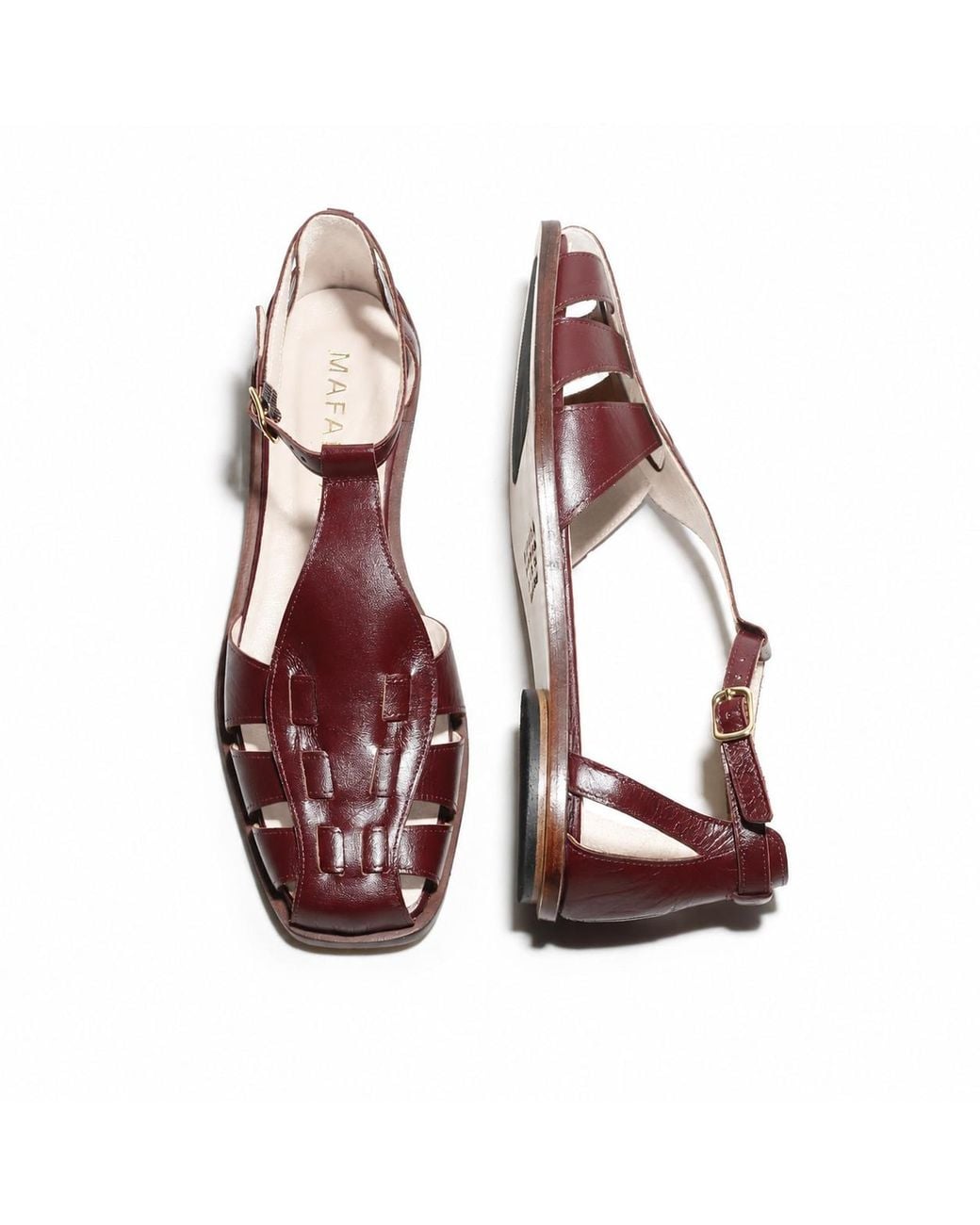 Mafalda Red Ida Wine Fisherman Sandals Square Toe