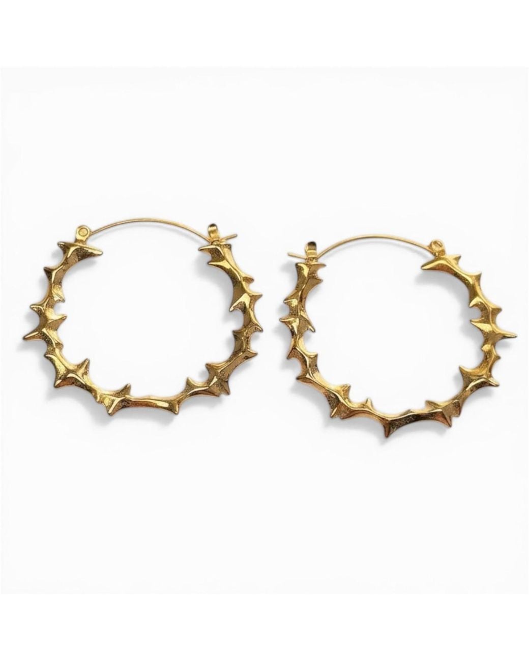 Jagged Halo Jewelry Metallic Yennefer Spike Medium Size Hoop Earrings