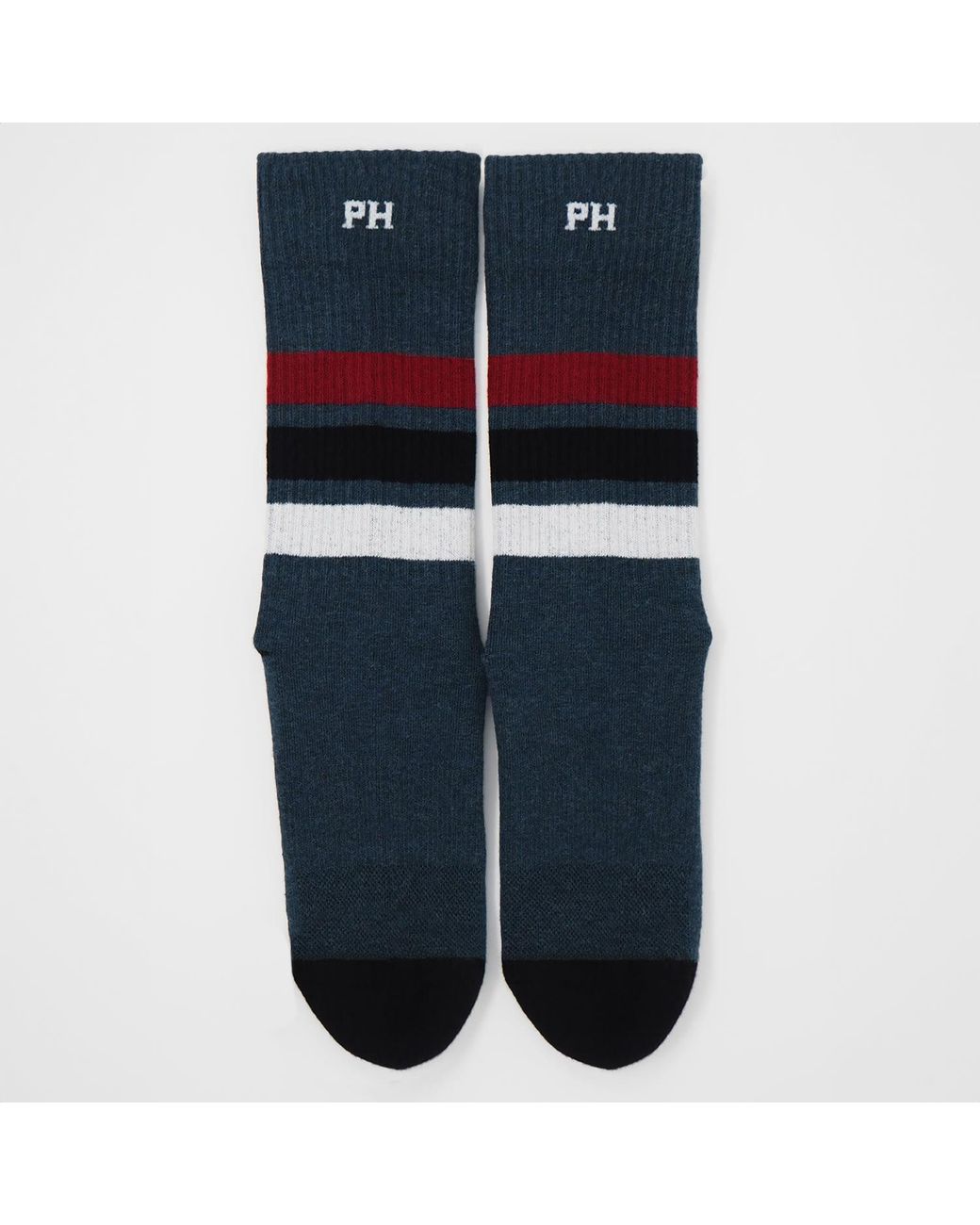 Peper Harow - Made in England Blue Striped Organic Sport Socks