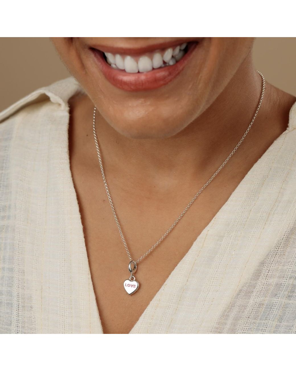 Lily Charmed Metallic Sterling Love Heart Sweet Charm Necklace