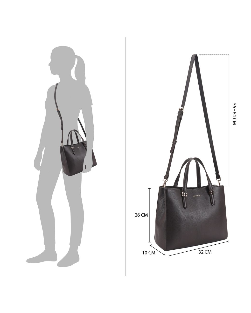 Paul Costelloe Black Milford Leather Workbag