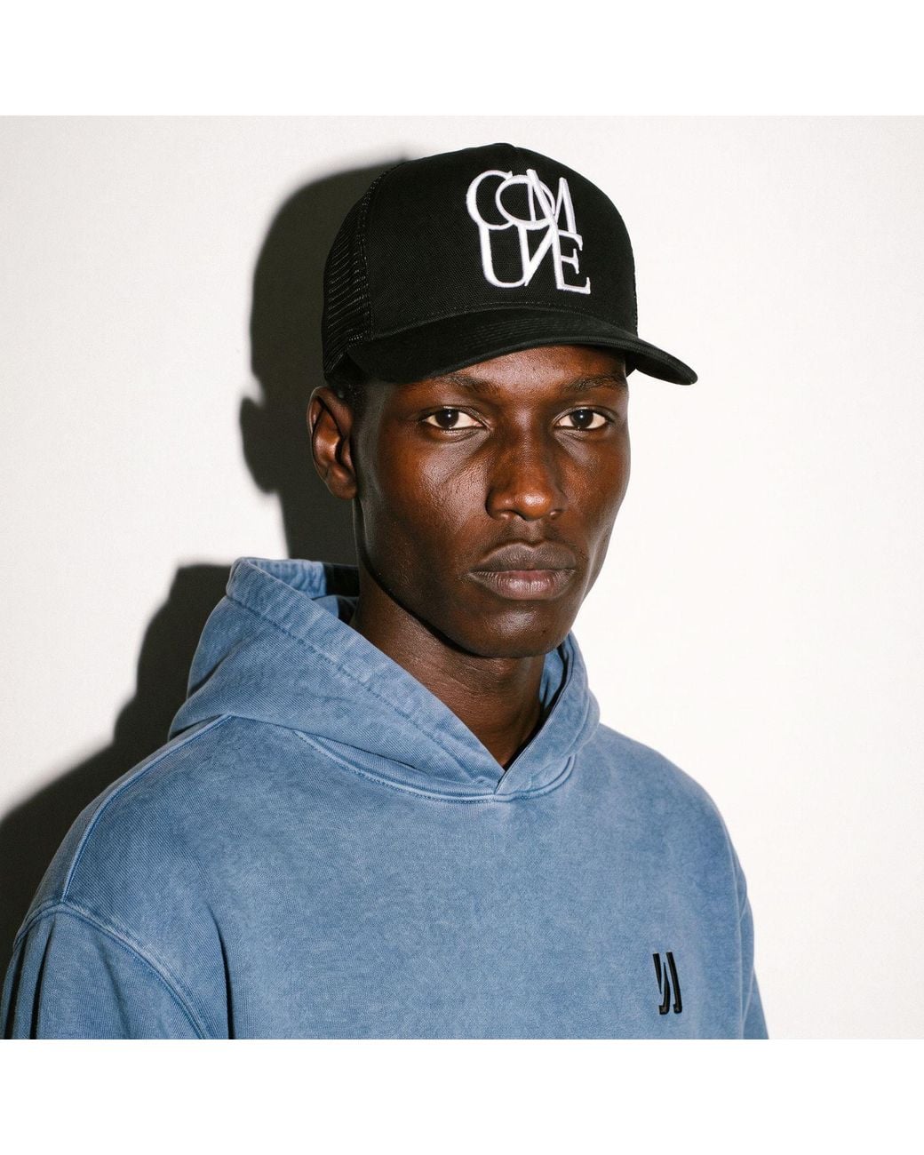 Comune Black Stack Trucker Hat for men
