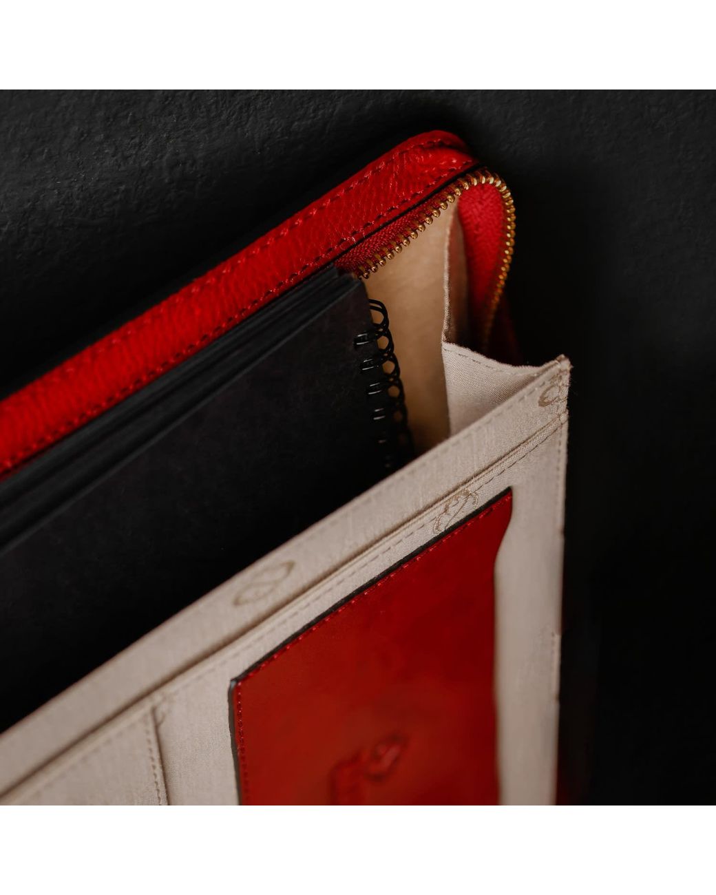 Time Resistance Red Leather Documents Folder Organizer