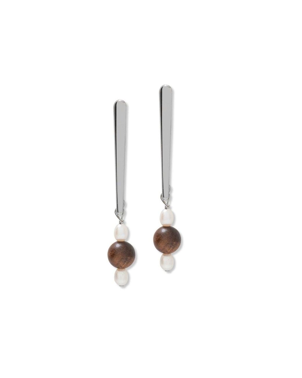 A Weathered Penny White Pearl & Wood Studs