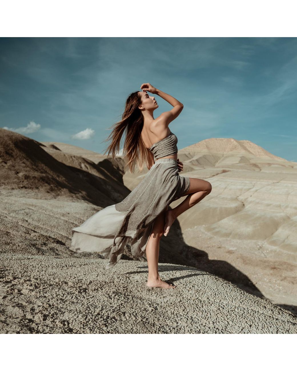 Zhenabia Gray Neutrals Bia Skirt Light