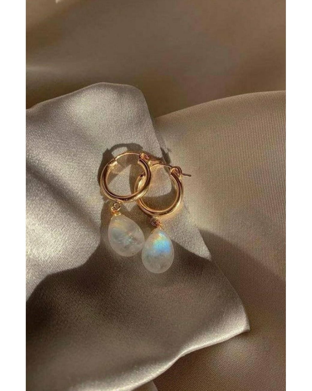 Katy Faye Metallic Neutrals Avery Moonstone Earrings