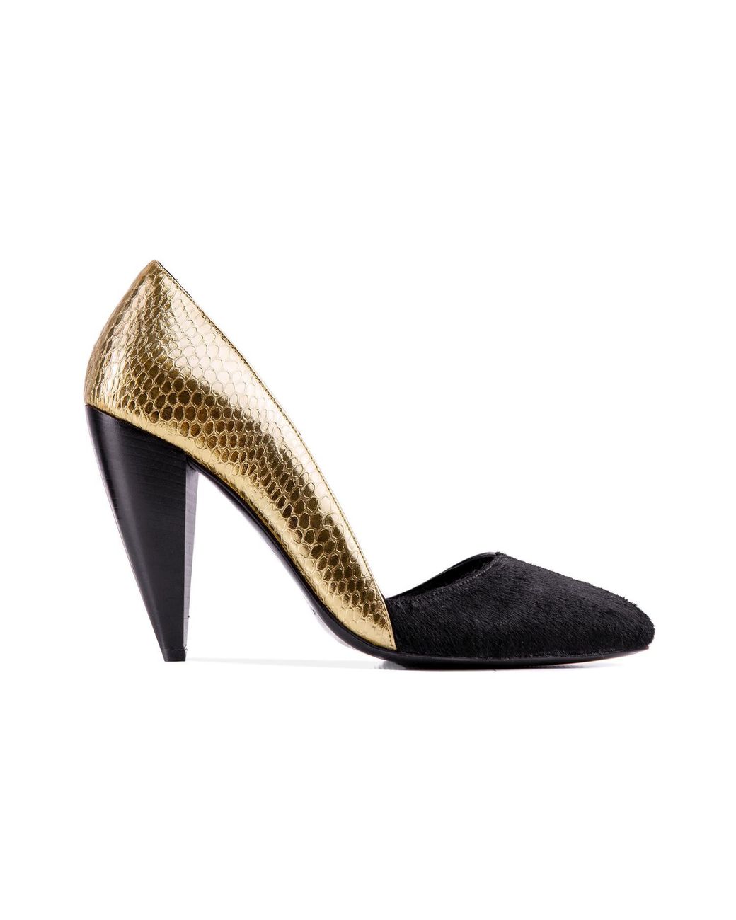 Rosamund Muir London Black Romera Duo Texture & Cobra Print Heels