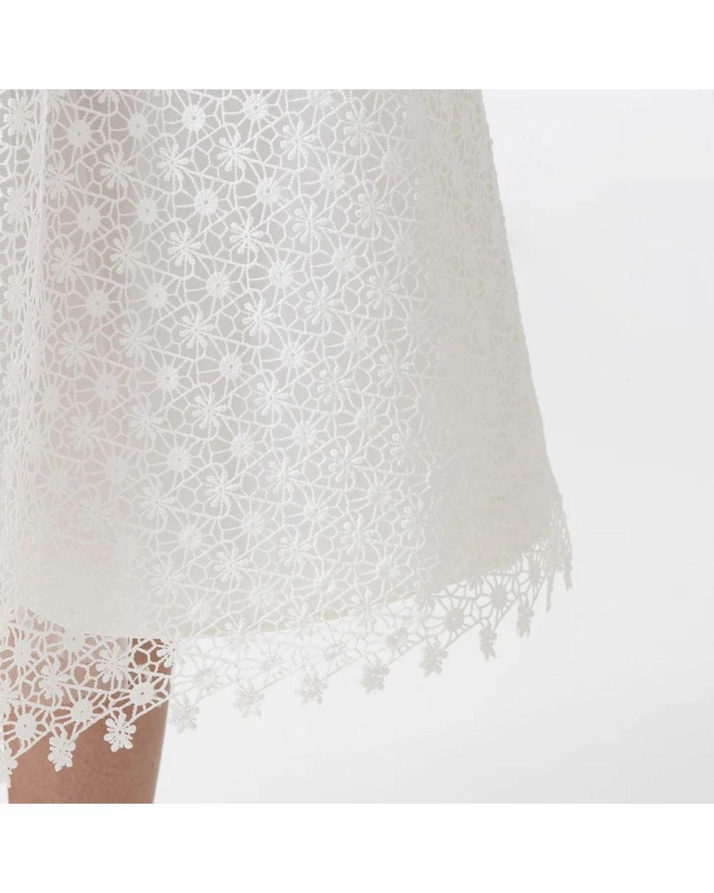 IZABELA MANDOIU White Floral Lace Midi Skirt