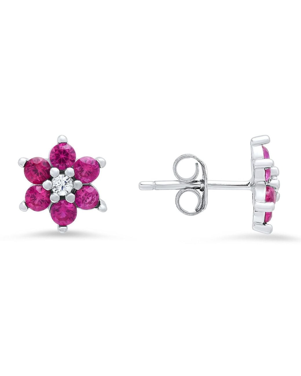 Kylie Harper Metallic Petite Ruby Floral Stud Earrings