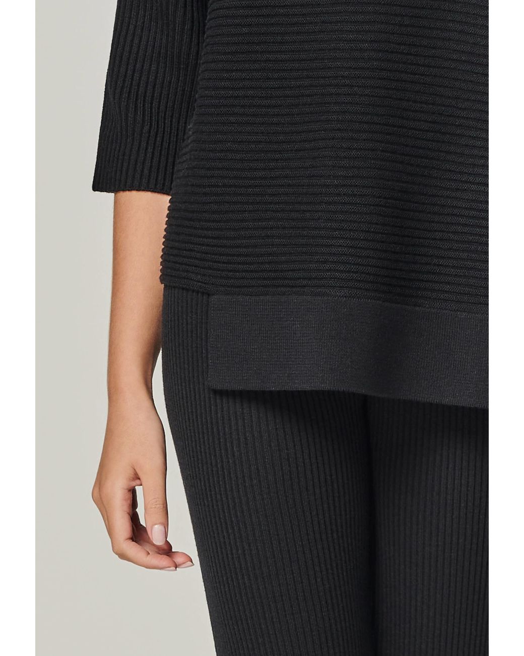 YOU LOOK PERFECT Blue Pullover Bailey, Merino Asymmetric Turtleneck Pullover