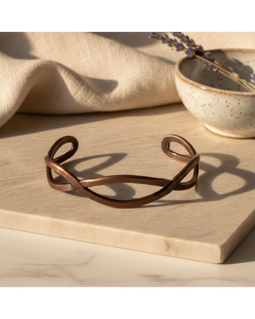 Anatoliacraft Pink Infinity Twist Copper Open Cuff Bracelet