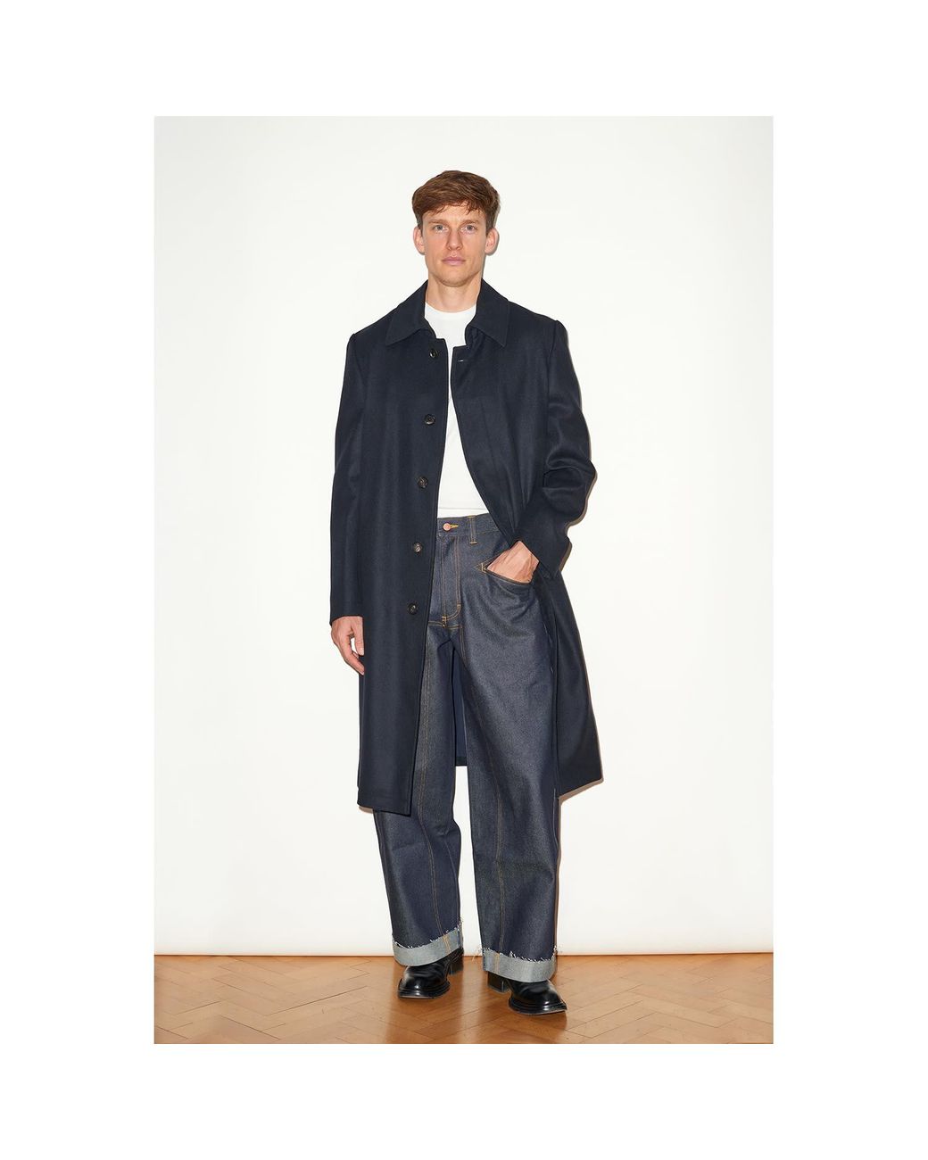 Hegarty London Blue Single Breasted Cashmere Overcoat for men
