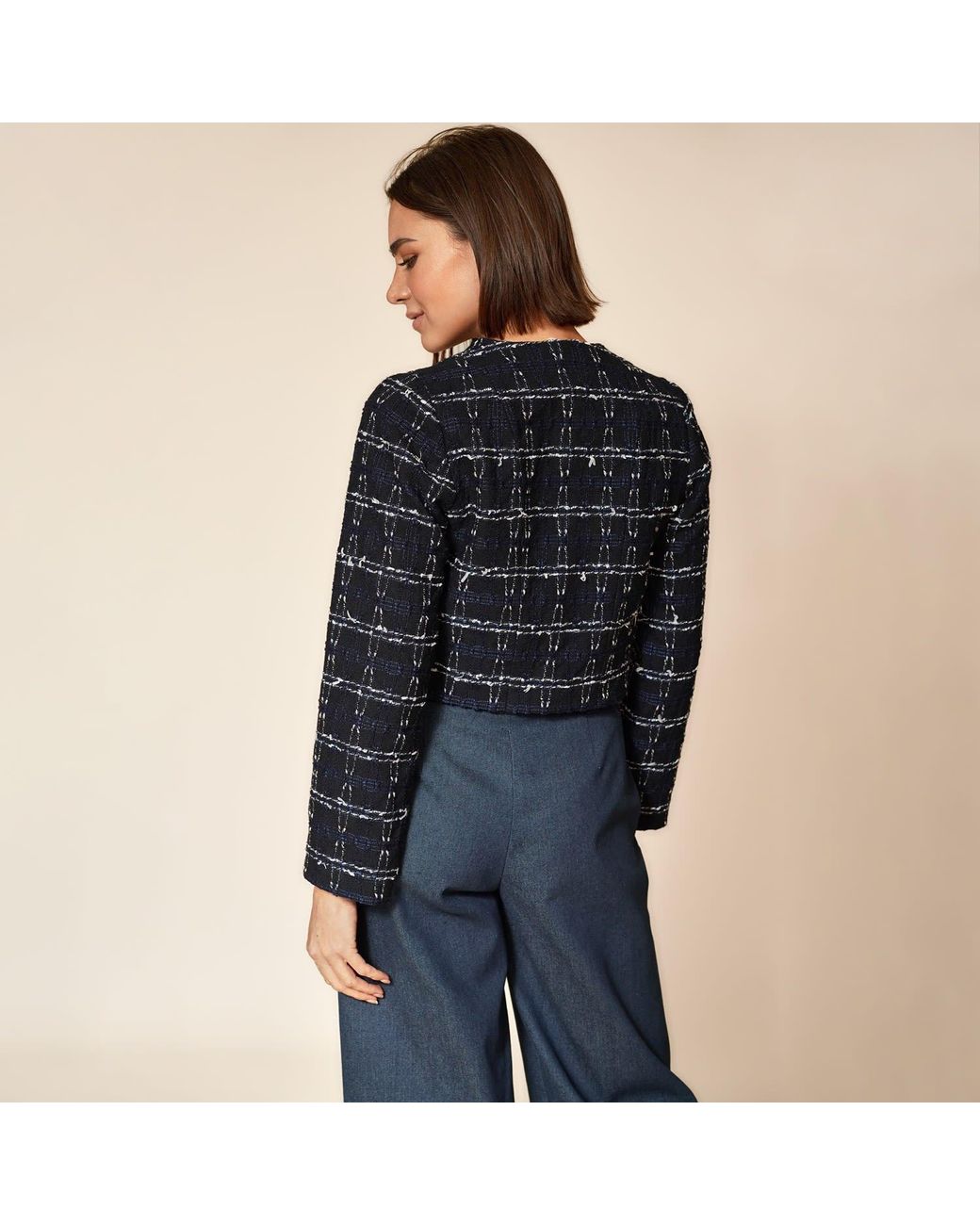 Gunda Hafner Ltd Blue Cropped Tweed Jacket