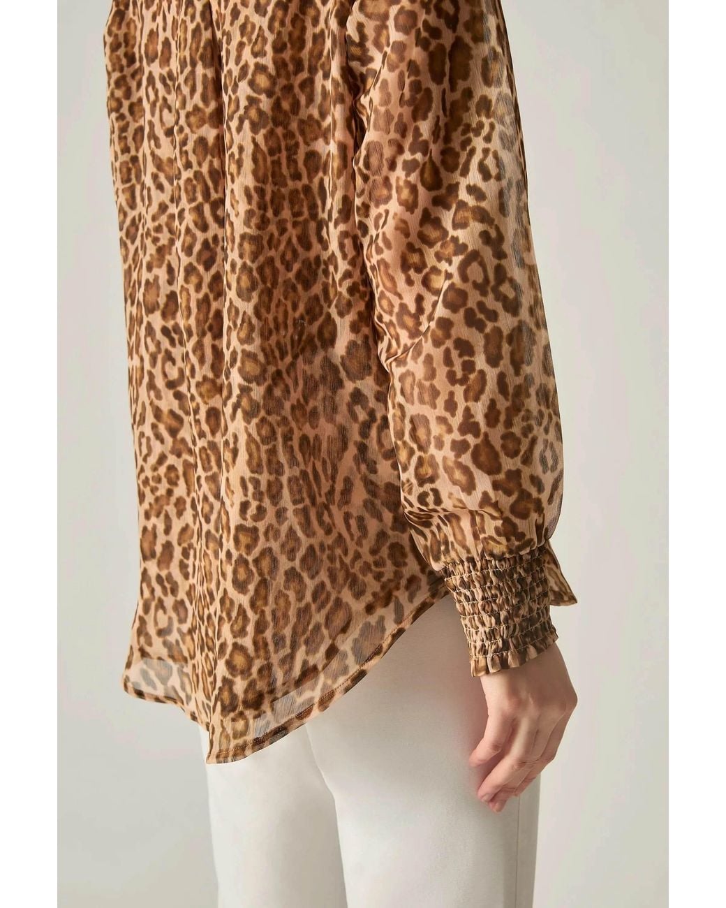 James Lakeland Natural Camel Leopard Print Blouse