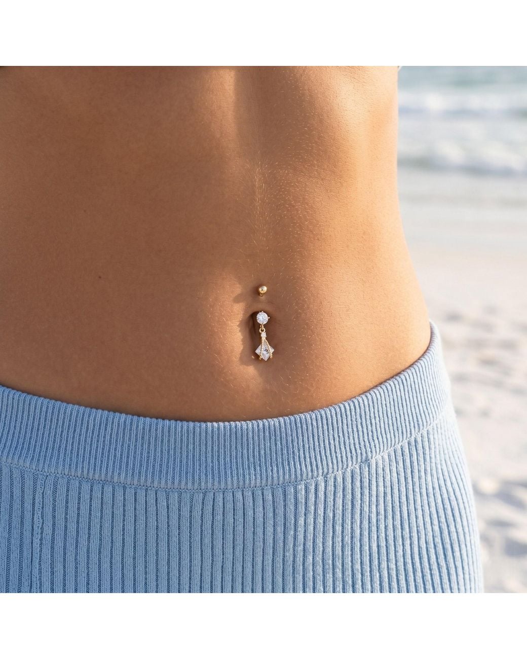 Zahav Jewelry Metallic 10K Solid 14G Dangling Belly Ring