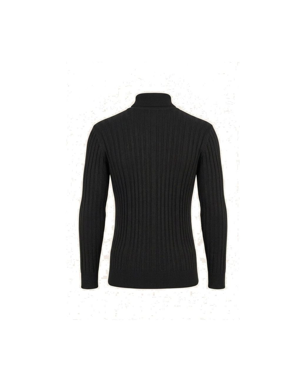 Ron Tomson Black Roll Neck Ribbed Sweater for men
