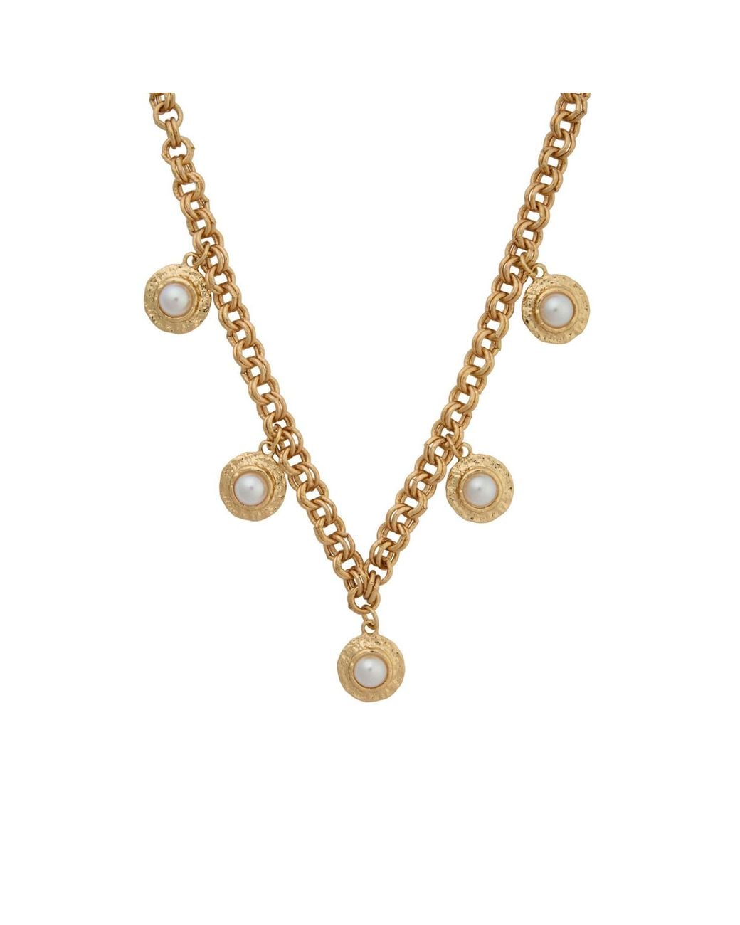 Saachi Metallic Framed Pearl Charm Necklace
