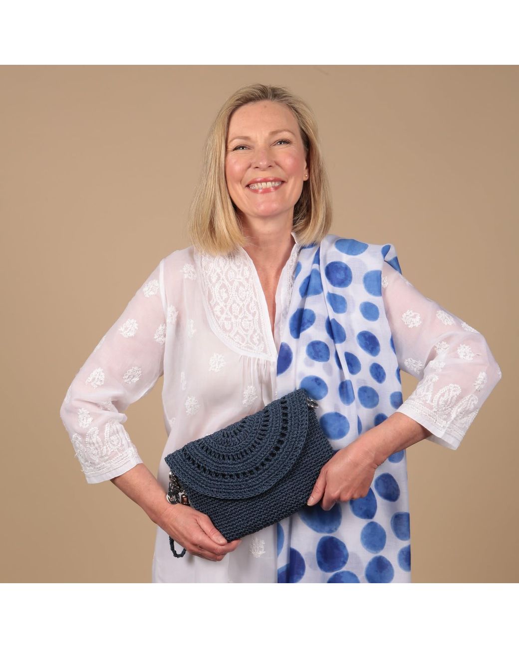 SJW BAGS LONDON Blue Grace Hand Crochet Bag