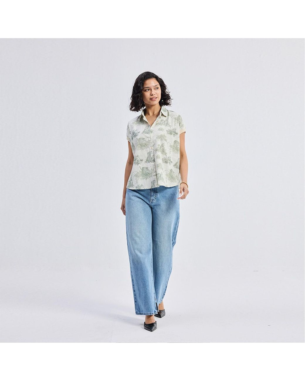 REISTOR Green Relaxed-Fit Button-Down Shirt