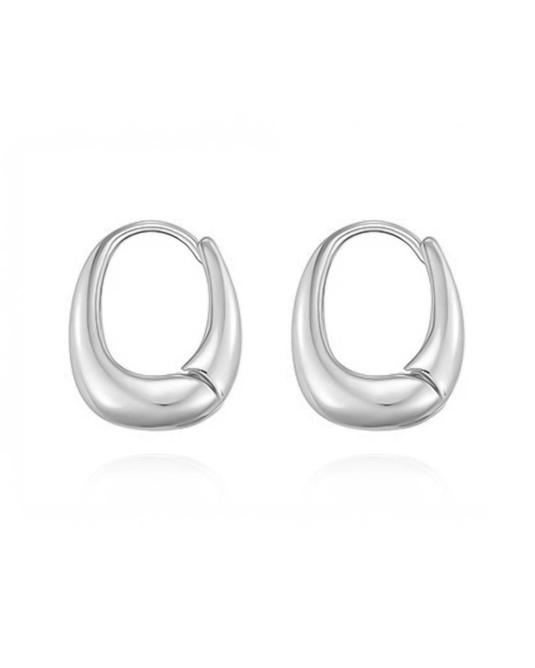 Cote Cache Metallic Rounded Square Huggie Hoop Earrings