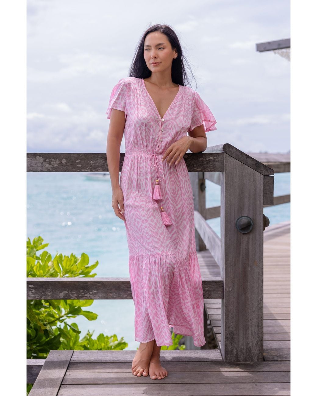 Sophia Alexia Pink Shell Zebra Florence Maxi Dress