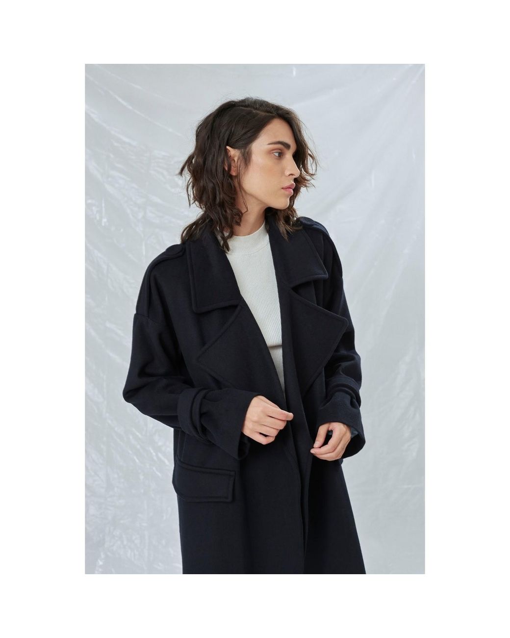 NAZLI CEREN Black Laura Oversized Coat