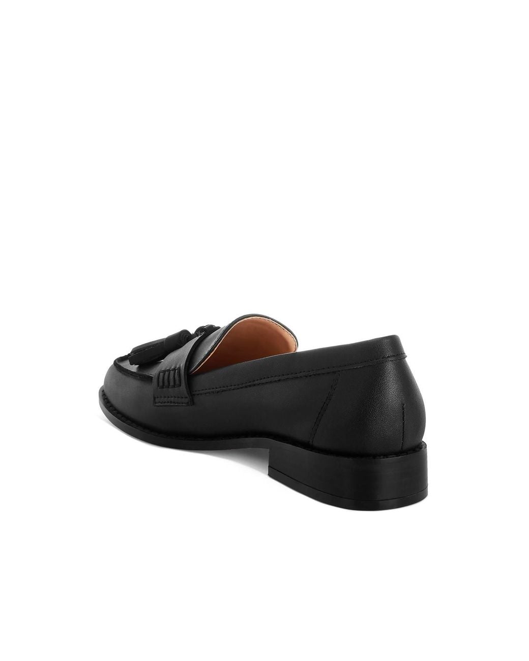 Rag & Co Black Yelena Real Leather Tassel Loafers