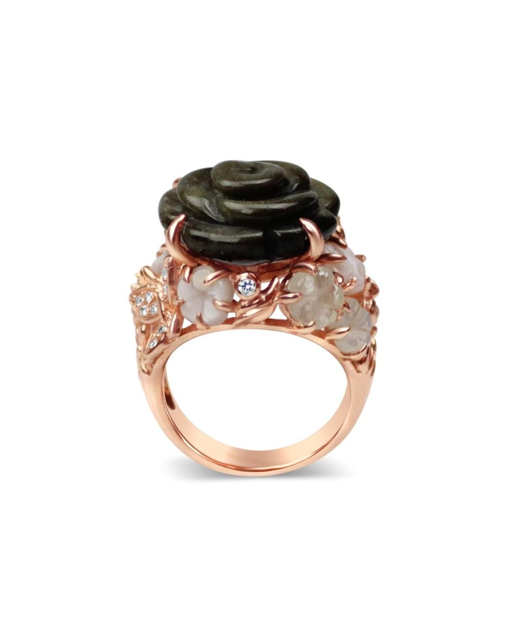 Bellus Domina Black Plated Obsidian Rose Ring