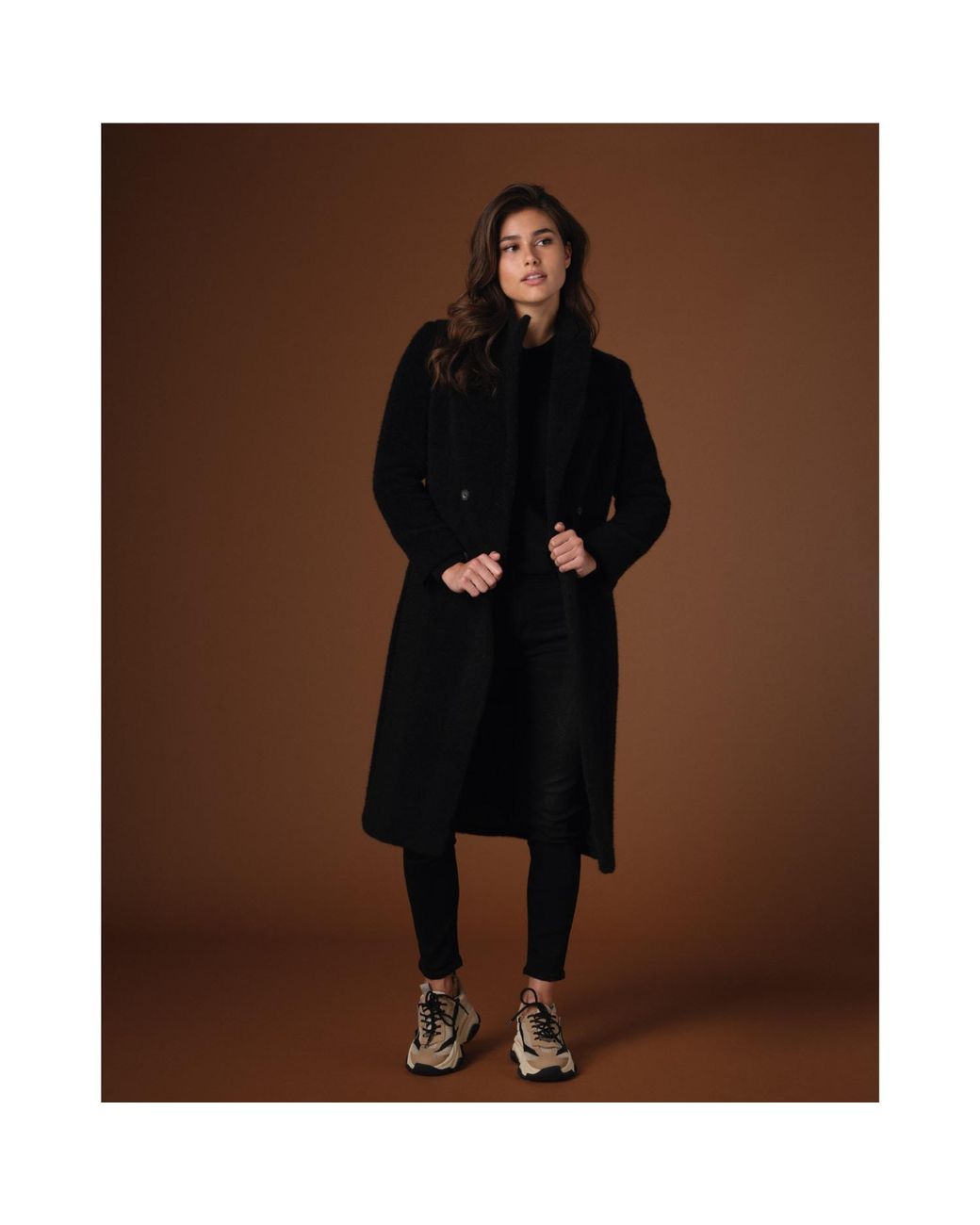 Vulto Black Alpaca Double Breasted Coat