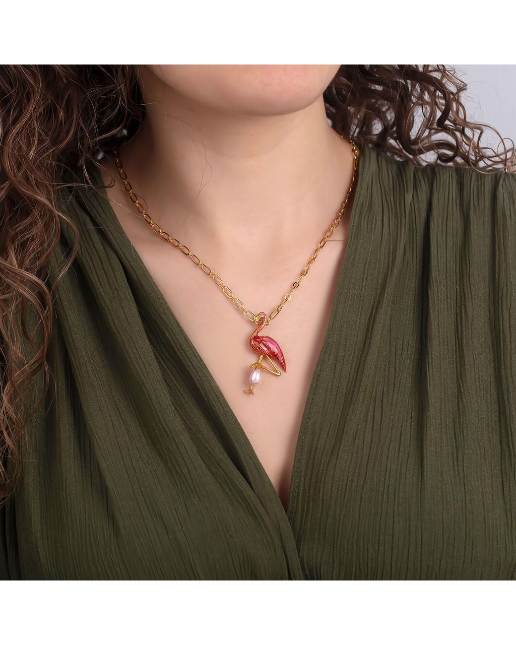 Milou Jewelry Metallic Flamingo Necklace
